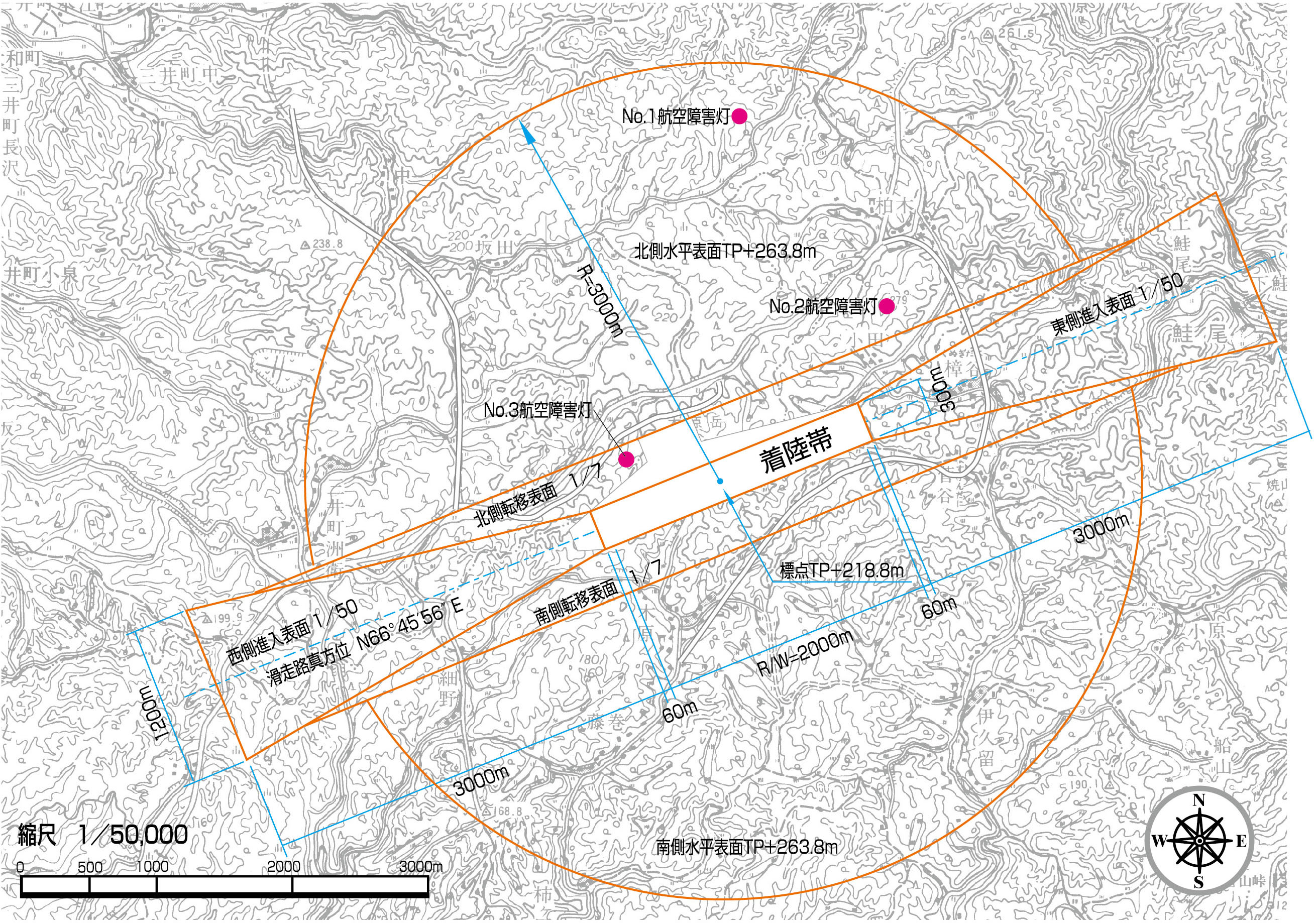 のと里山空港の制限表面の範囲の画像